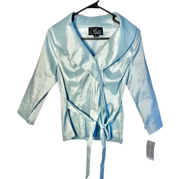 NWT Alex Evenings Stretch Taffeta 3/4 Sleeve Formal Blouse Ice Sage 8P NWT Alex Evenings Stretch Taffeta 3/4 Sleeve Formal Blouse Ice Sage 8P